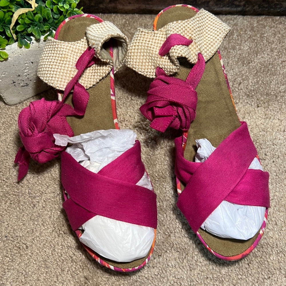 Pink & orange wedge Sz 9